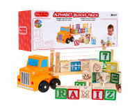 Fa teherautó 20 darab színes építőkockával