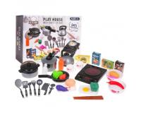 Indukciós főzőlap edényekkel, konyhai kiegészítőkkel