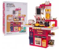 Interaktív konyha fénnyel, gőzzel, hanggal és vízcsappal, valamint számos kiegészítővel és rizsfőzővel - piros