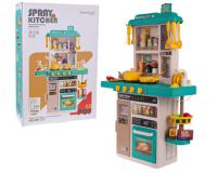 Interaktív konyha fénnyel, hanggal és realisztikus csappal, valamint számos kiegészítővel - kék - 50 darabos