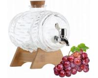 Üveg hordó ital adagoló csappal és állvánnyal 1 literes