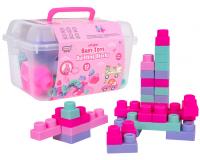 Puha építőkocka szett 32 darabos rózsaszín + bőrönd