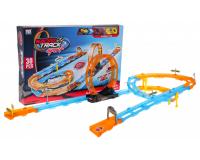 Nagy, extrém versenypálya éles kanyarokkal, hurkokkal és két autóval (92 cm)