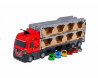 Nagyméretű autópályává alakítható teherautó katapulttal, 6 kisautóval