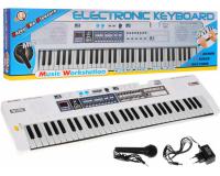 Fehér gyerek szintetizátor mikrofonnal 61 billentyűvel