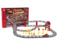 Tűzoltós versenypálya 1 elektromos autóval + 3 klasszikus autóval és kiegészítőkkel