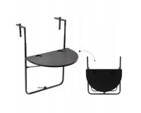 Erkélyasztal, függeszthető, összecsukható, 60x64x73-78,5 -83,5 cm fekete