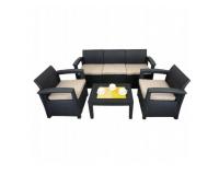 Kerti bútor garnitúra - 2 fotel, asztal, kanapé - antracit színben