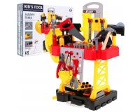 Játék szerszámos bőrönd szett + összeszerelhető állvánnyal + védő eszközök