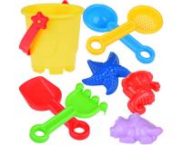Színes homokozókészlet tengeri formákkal, vödörrel, lapáttal