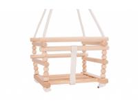 Klasszikus fa babahinta háttámlával – fehér kötéllel