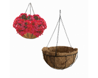 Akasztható fém virágkaspó kókuszrost béléssel 30x5x15 cm