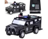 Rendőrautós persely pinkóddal fekete színben