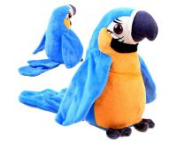 Plüss beszélő papagáj kék színben