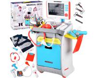 Orvosi műtőskocsi készlet EKG monitorral és számos kiegészítővel