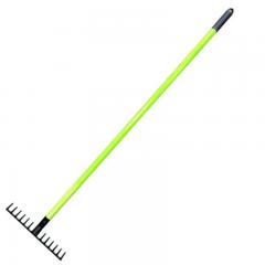 Sötét üvegszálas fogantyúval ellátott 35 x 8 x 148 cm-es kerti gereblye